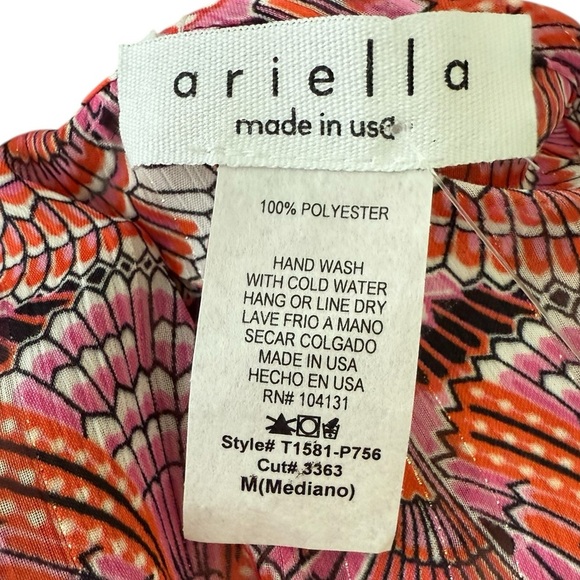 Ariella Lory Pink and Red Long Sleeve Relaxed Blouse Size Medium - Picture 4 of 6